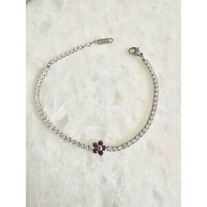 Light purple flower tennis bracelet